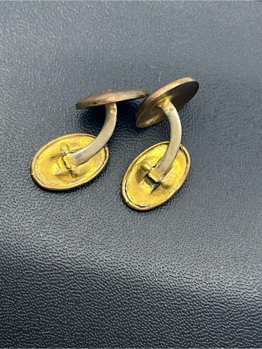 Edwardian shamrock clover repousse flower gold tone antique cufflinks cuff links